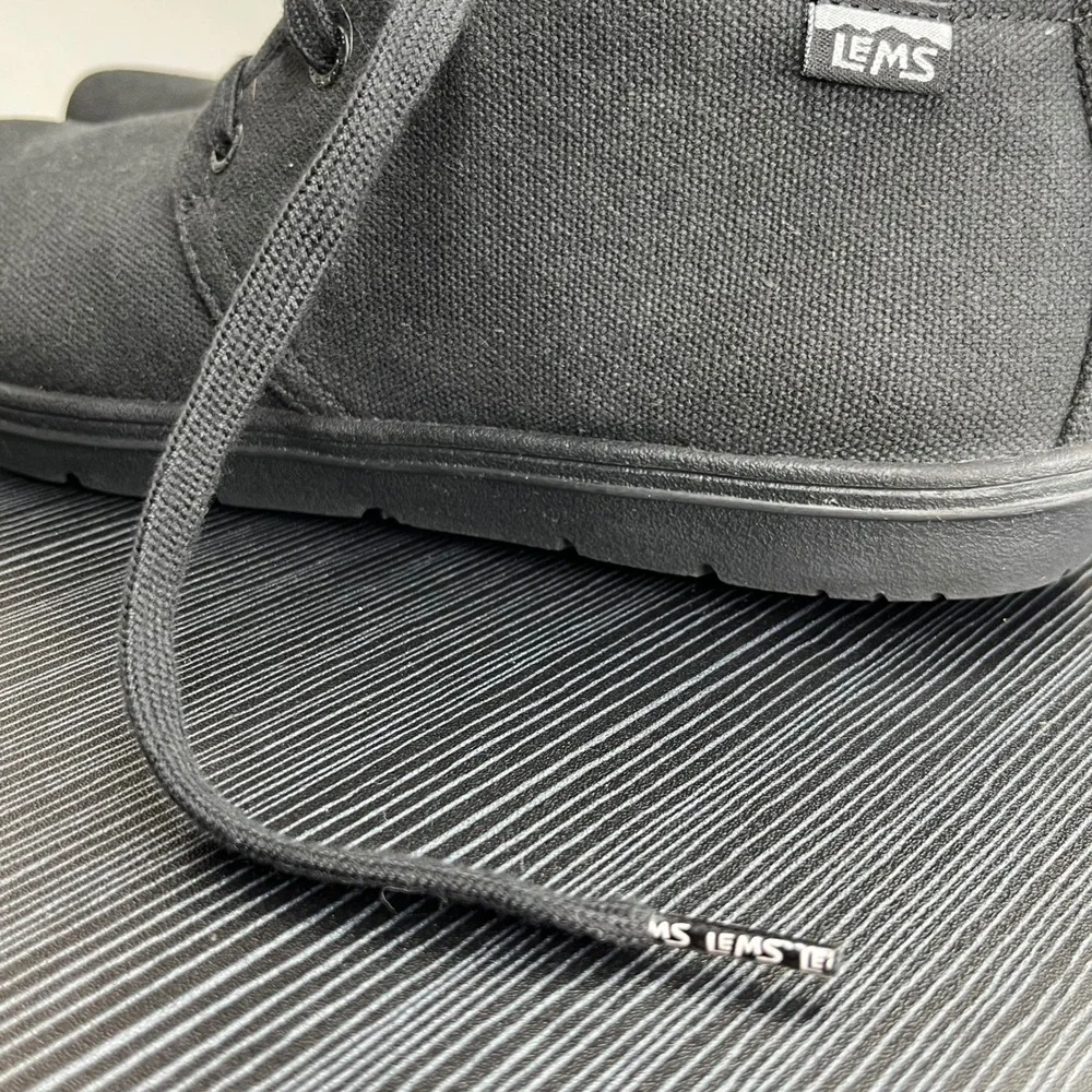 Lems Chukka Canvas Vegan Shoes Mens 8.5 Womens 10 Black Barefoot Zero Drop Boots